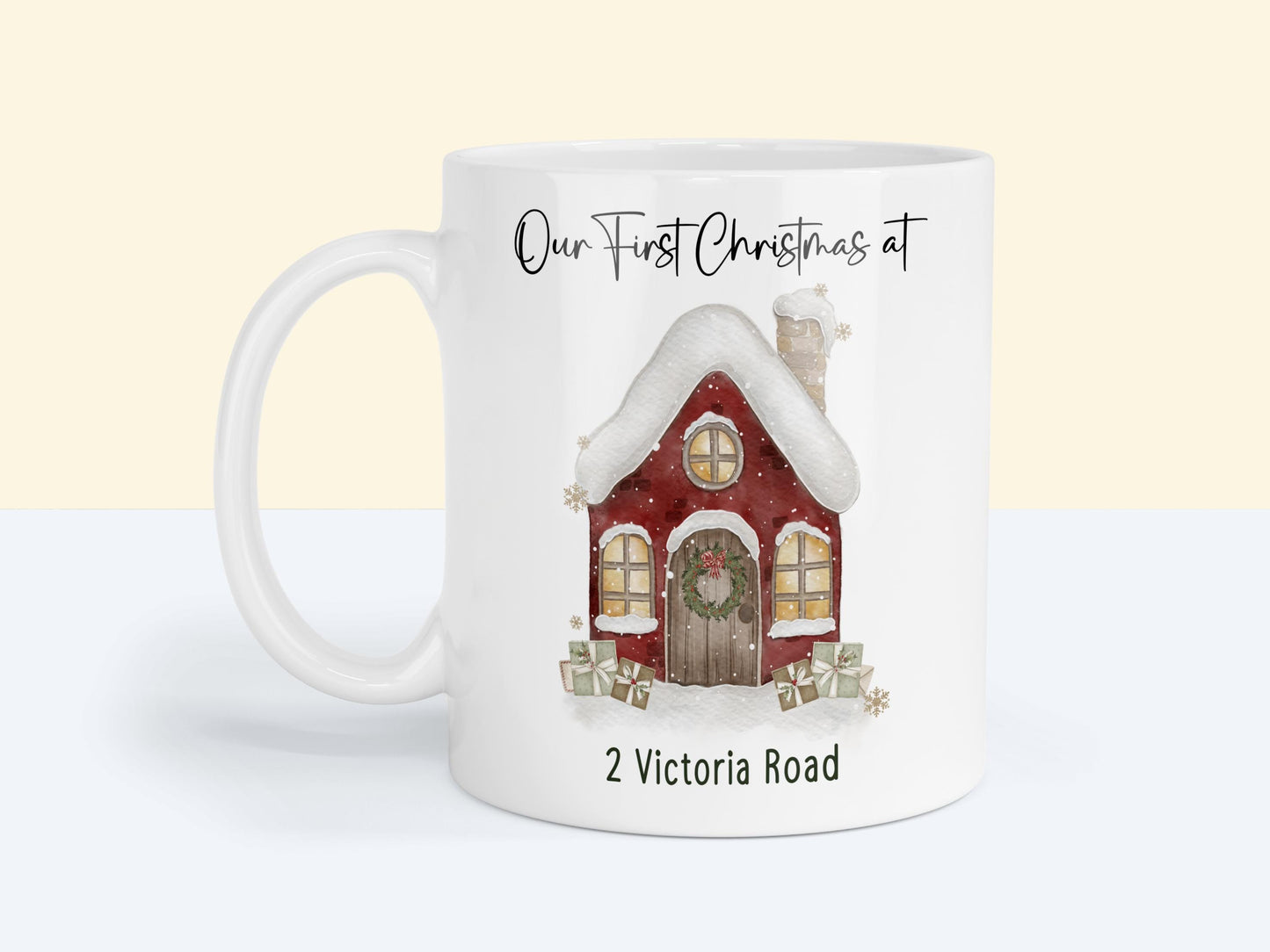 Personalised First Christmas Mug – Christmas at New Home Gift – Custom Address