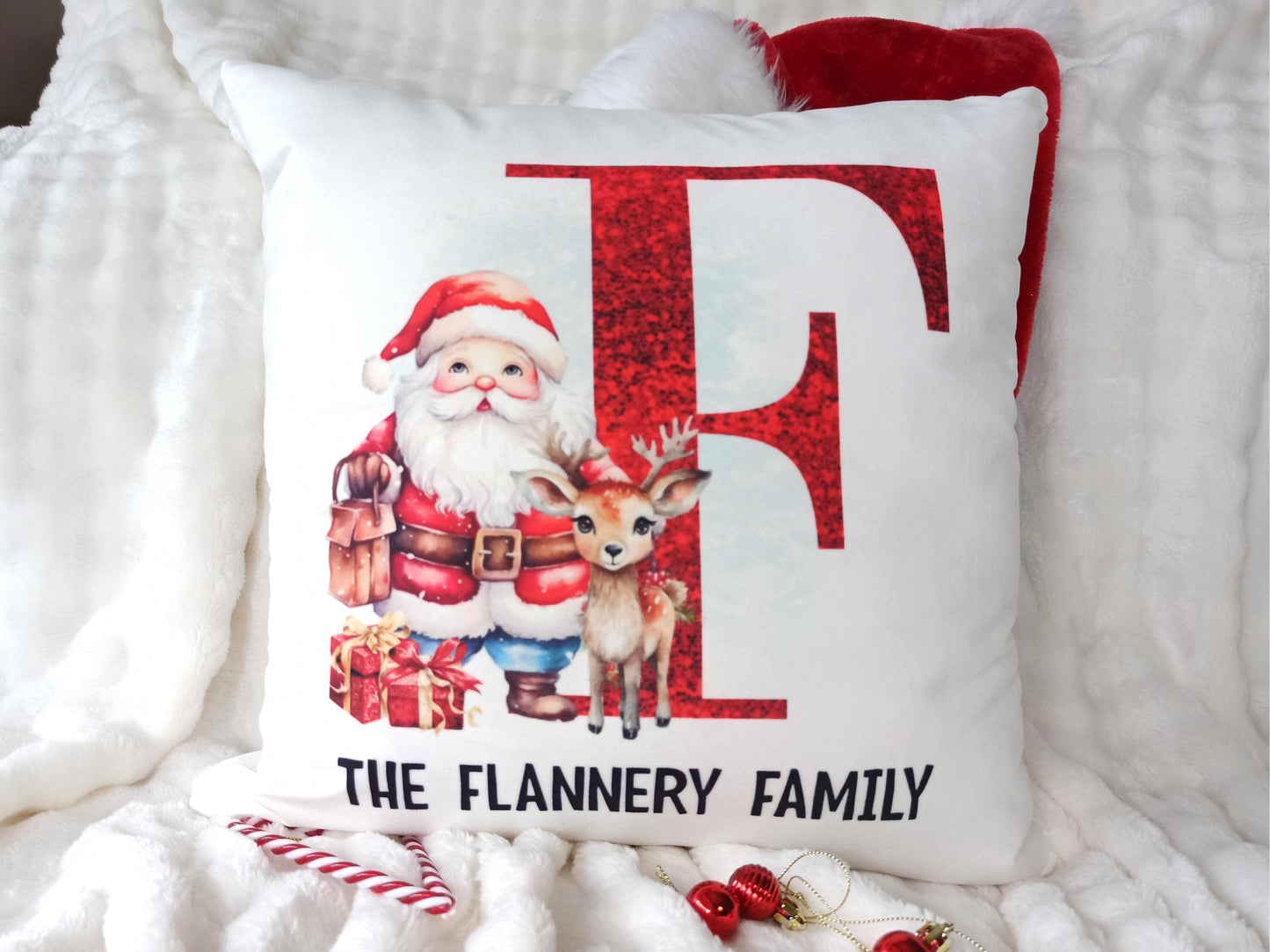 Christmas Cushion, personalised with family name
