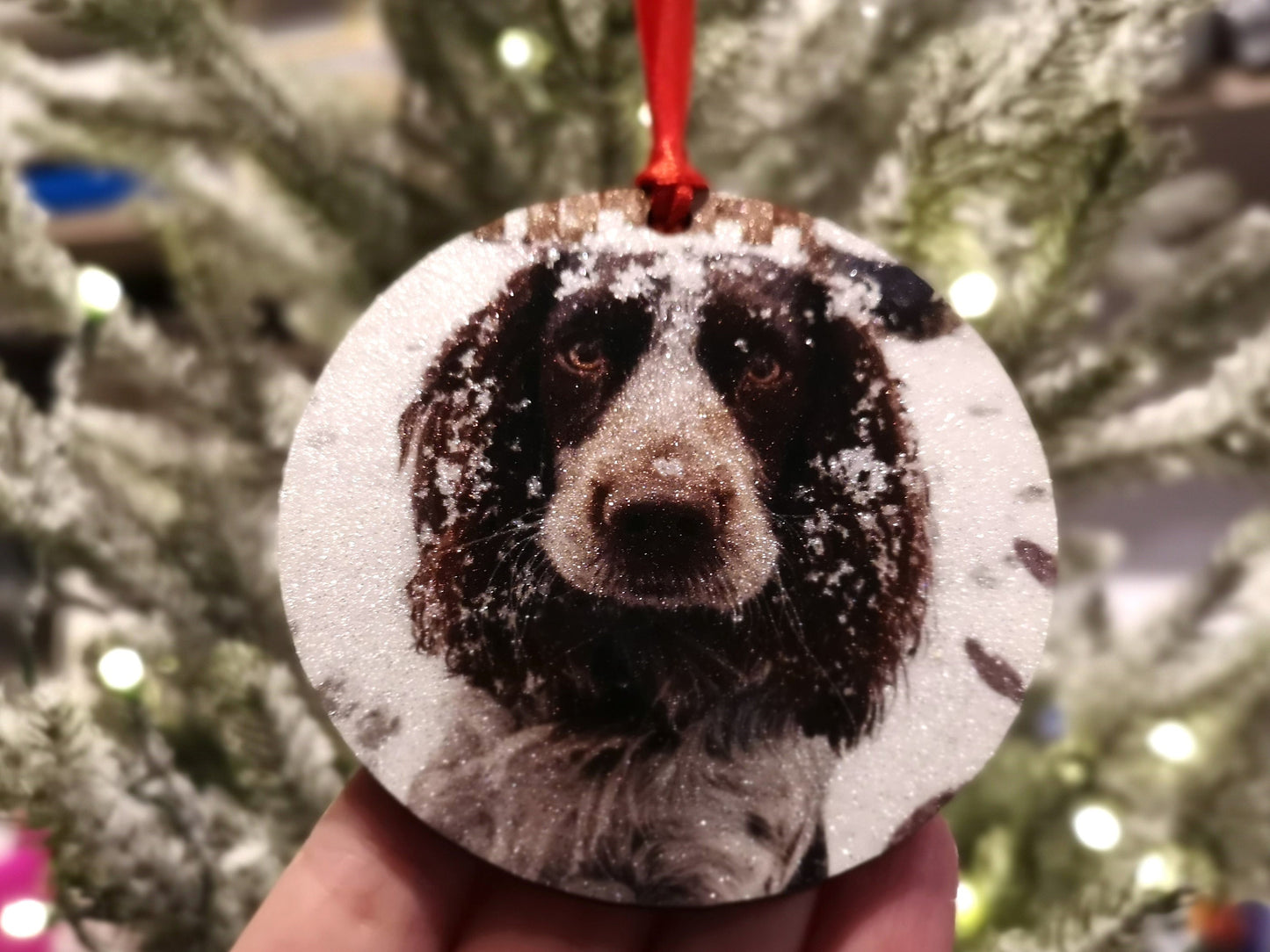 Personalized Pet Photo Christmas Tree Decoration: Glitter MDF Keepsake