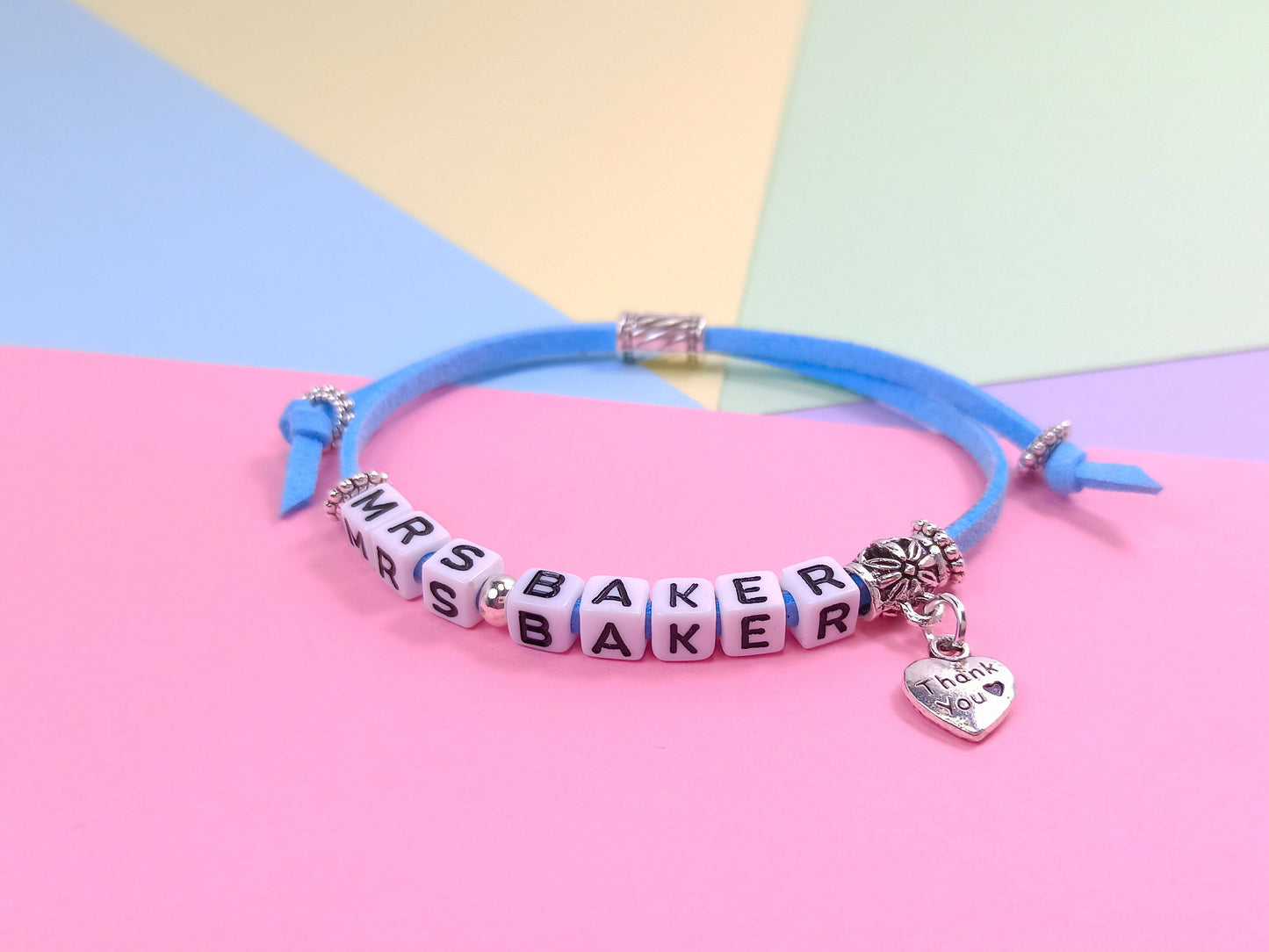 Teacher Bracelet Personalised with name, End of term thank you gift for TA, Teaching Assistant, Nursery Worker, SENCO, PSA