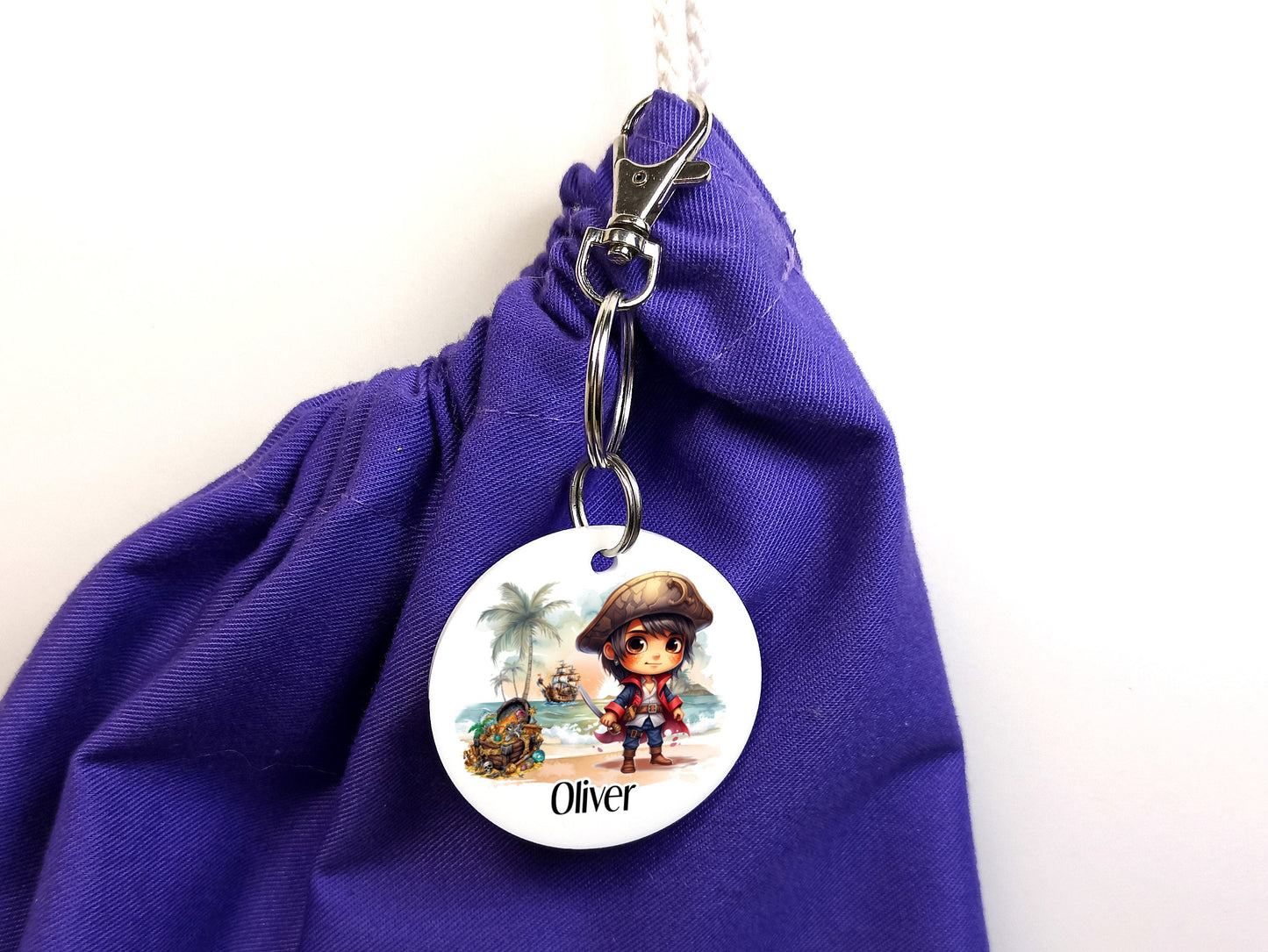 Pirate Bag Tag Personalised Keyring Great for Back to School
