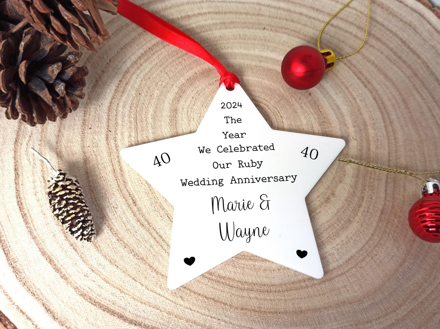 Ruby Christmas Tree Decoration | 40th Wedding Anniversary Gift