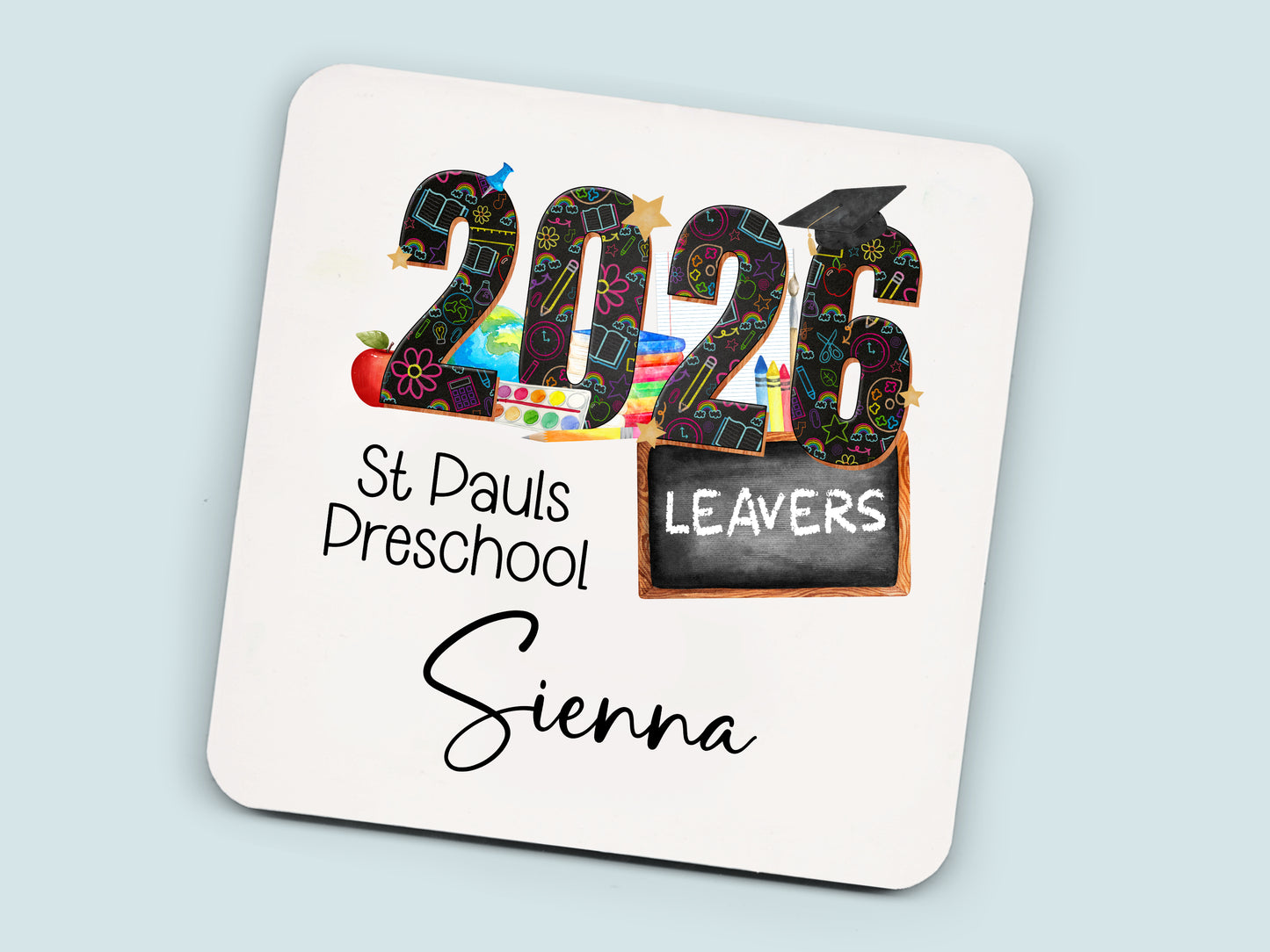 2026 School Leavers Mug, personalised with childs name.