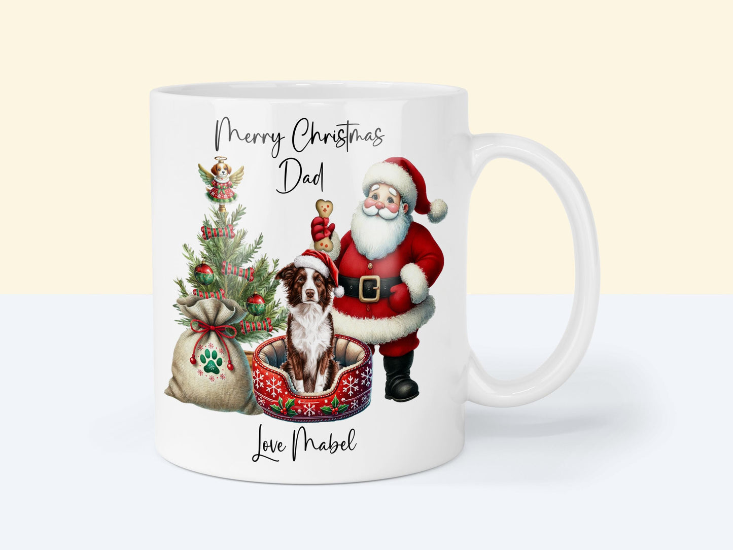 Border collie Christmas Mug Gift | Dog Mum or Dad Present | Personalised Pet Lover Gift