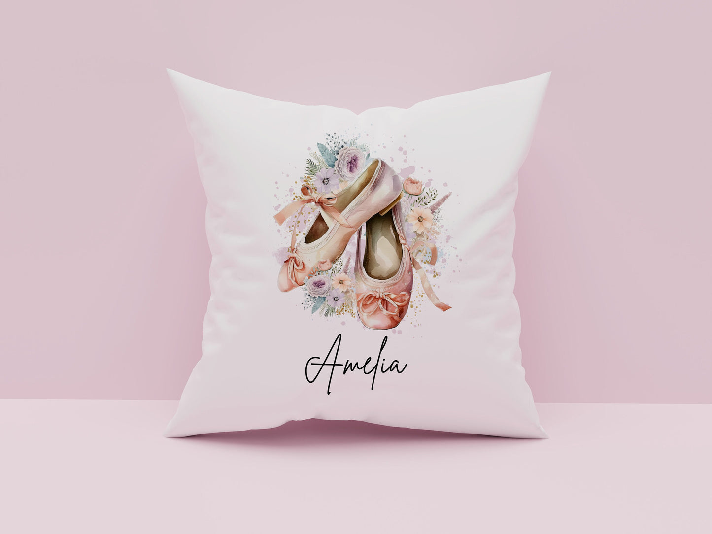 Personalized Ballet Cushion: Floral Ballerina Gift, Girls Room Decor