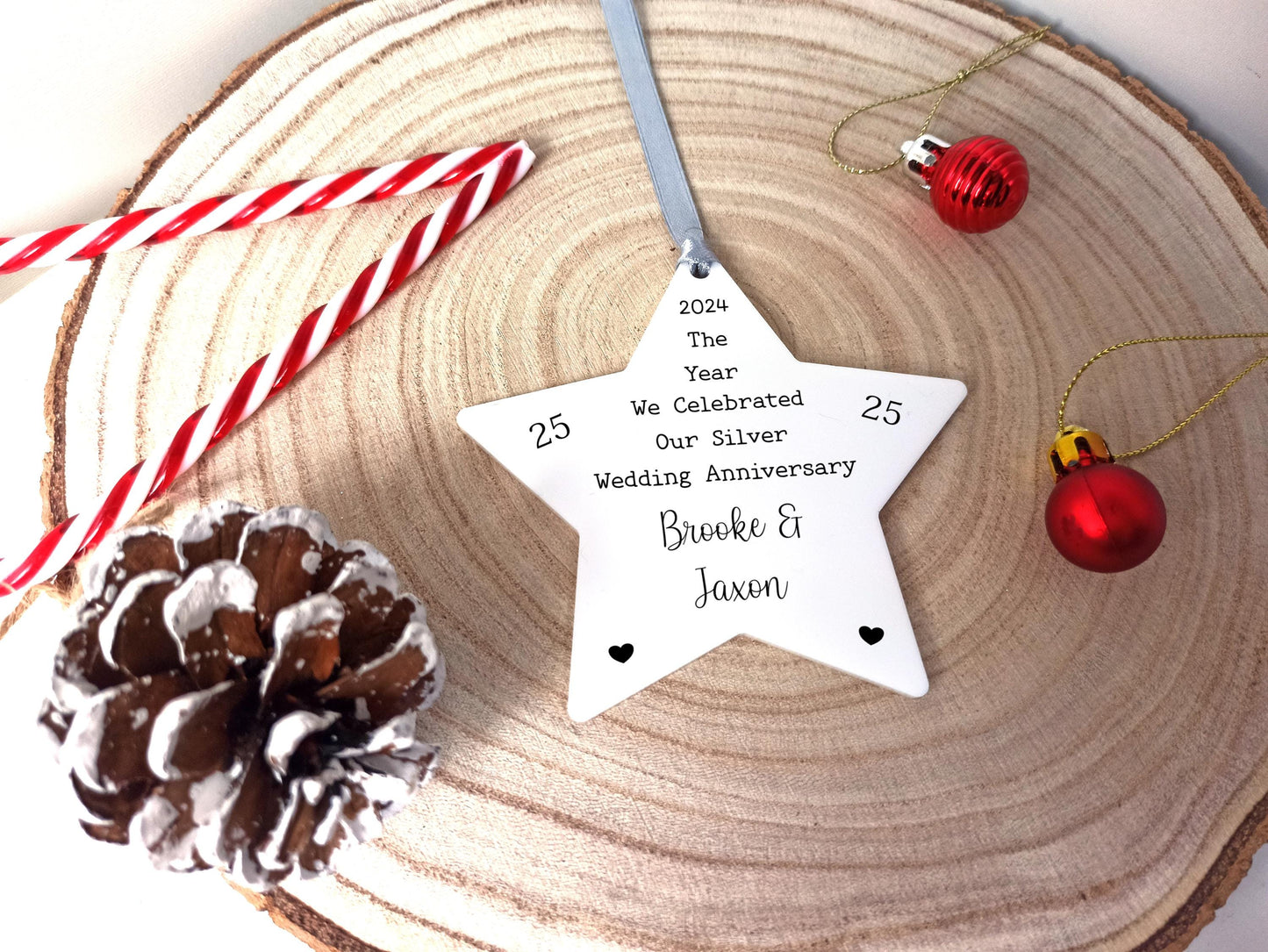 25th Anniversary Hanging Decoration | Silver Wedding Gift