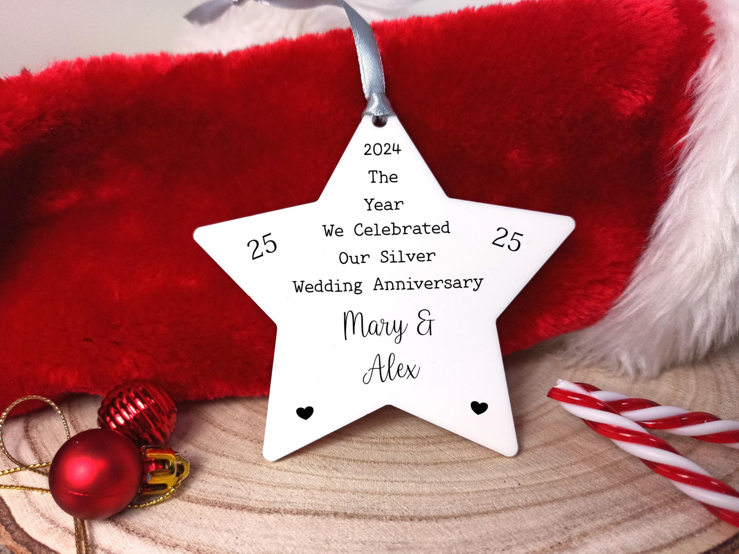 25th Anniversary Hanging Decoration | Silver Wedding Gift