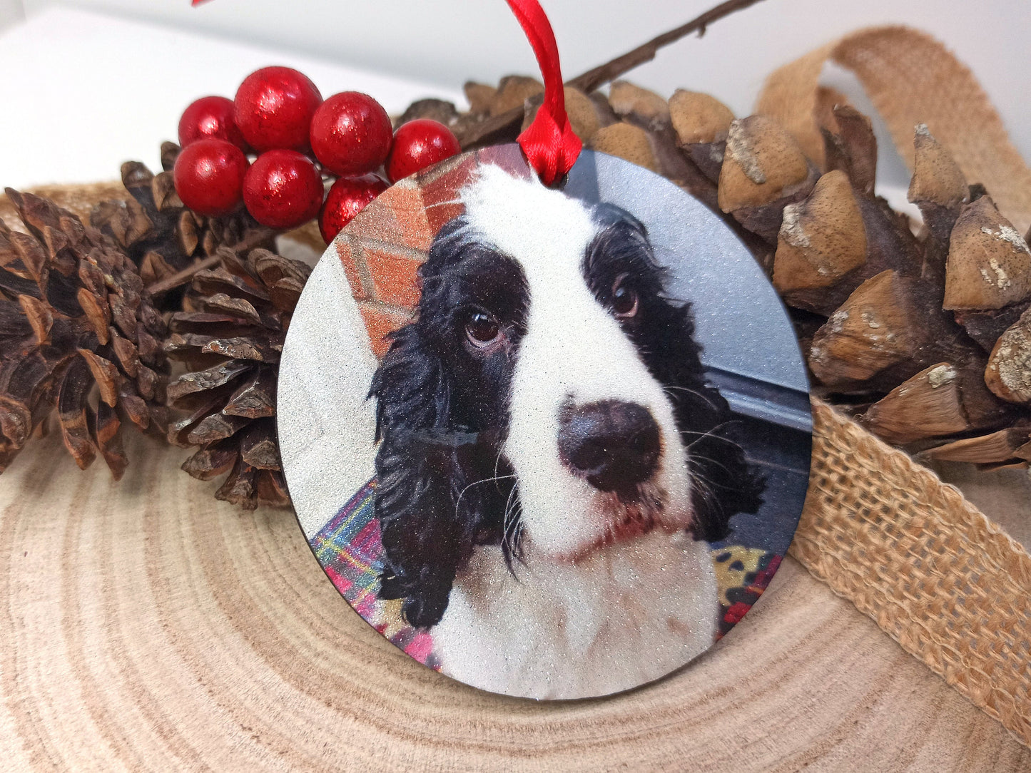 Personalized Pet Photo Christmas Tree Decoration: Glitter MDF Keepsake