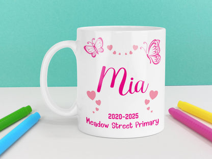 Personalised School Leaver Butterfly Mug
