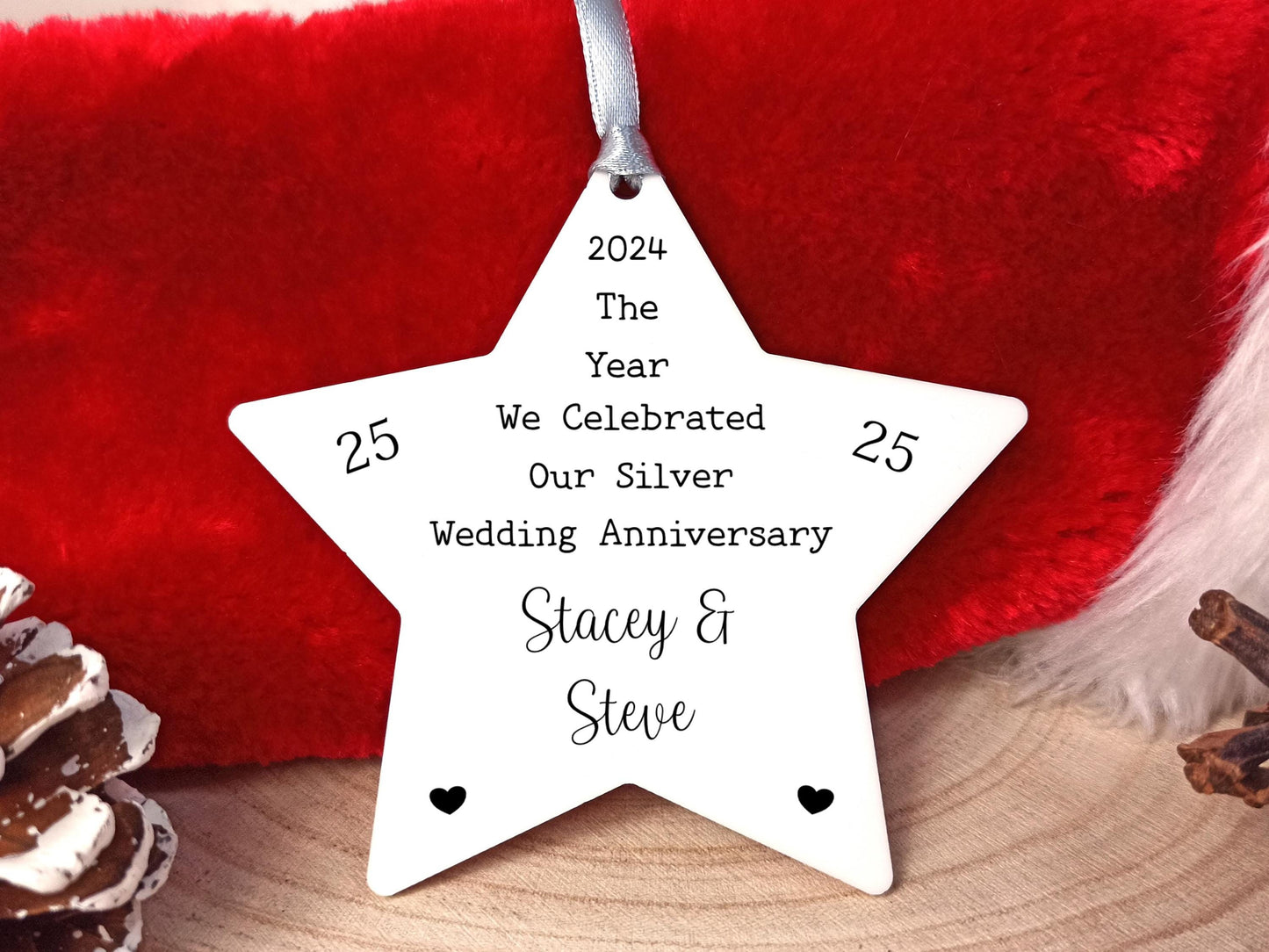 25th Anniversary Hanging Decoration | Silver Wedding Gift