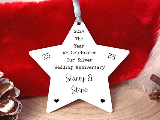 25th Anniversary Hanging Decoration | Silver Wedding Gift