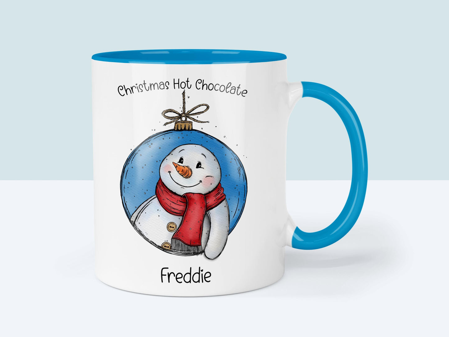 Snowman Christmas Mug with name | Custom Hot Chocolate Cup | Personalised Childs Drinkware