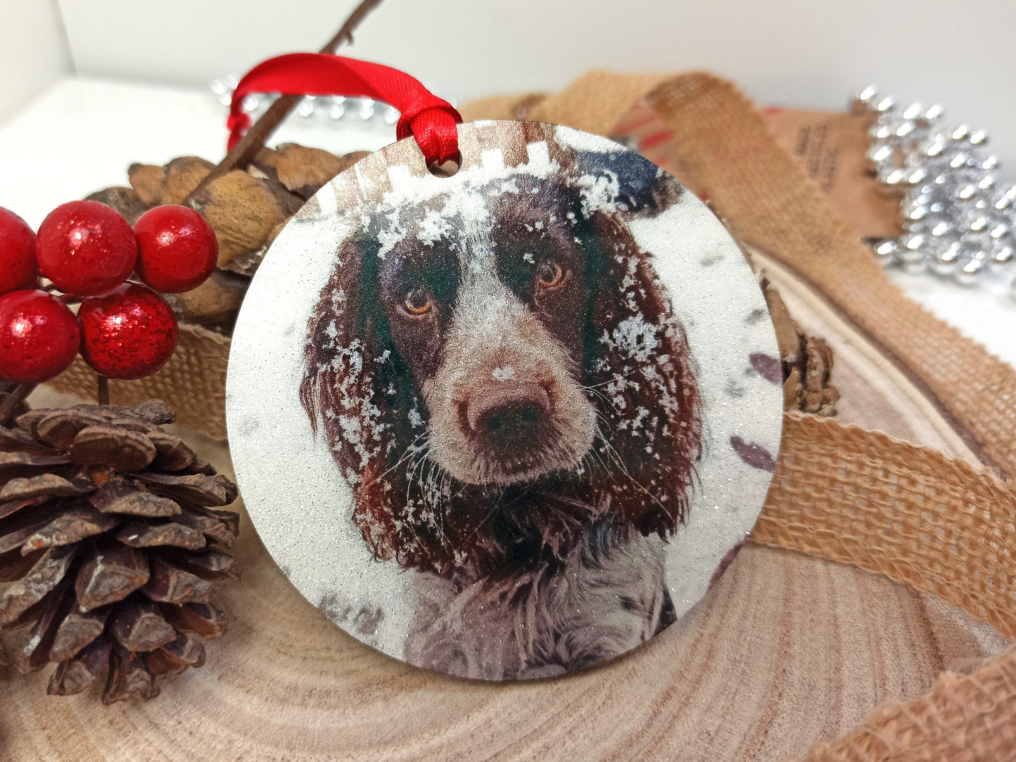 Personalized Pet Photo Christmas Tree Decoration: Glitter MDF Keepsake