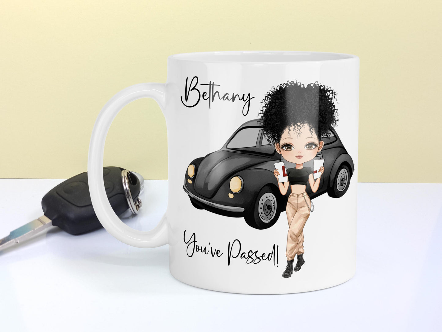 Girls Passed your Driving Test, Congratulations Personalised Mug, Custom Characters
