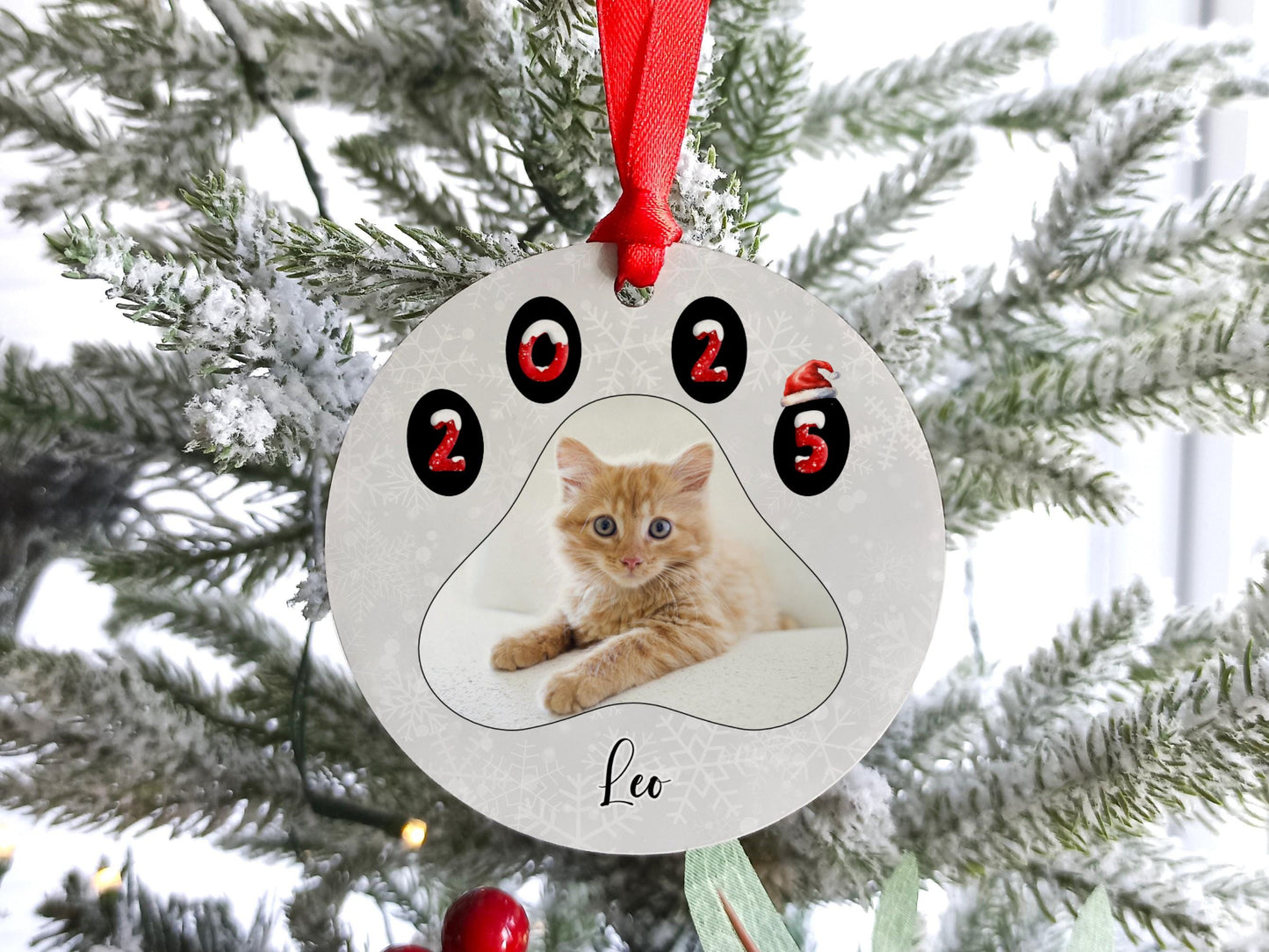 Personalized Cat Photo Christmas Ornament
