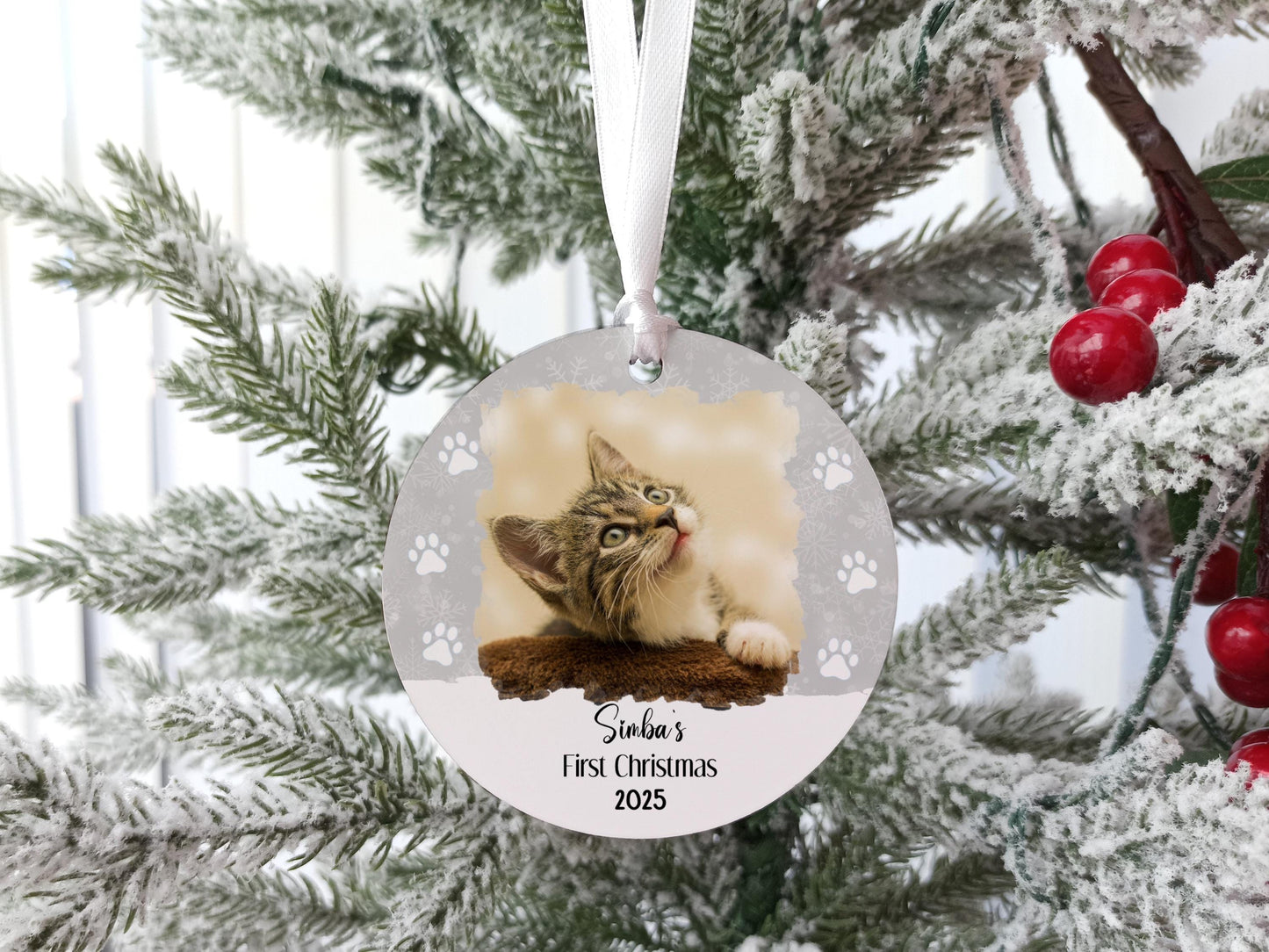 Cat's First Christmas Photo Tree Decoration