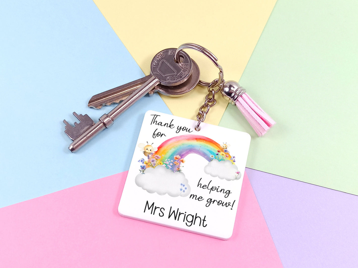 Teacher keyring,  thank you for helping me grow