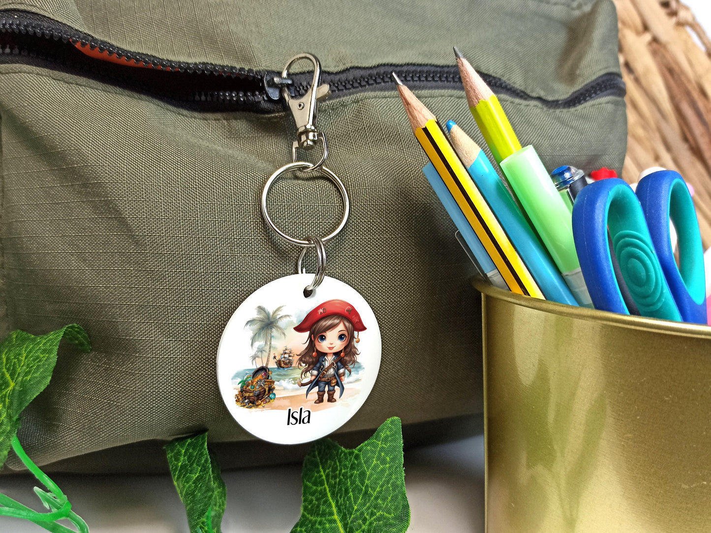 Pirate Bag Tag Personalised Keyring Great for Back to School