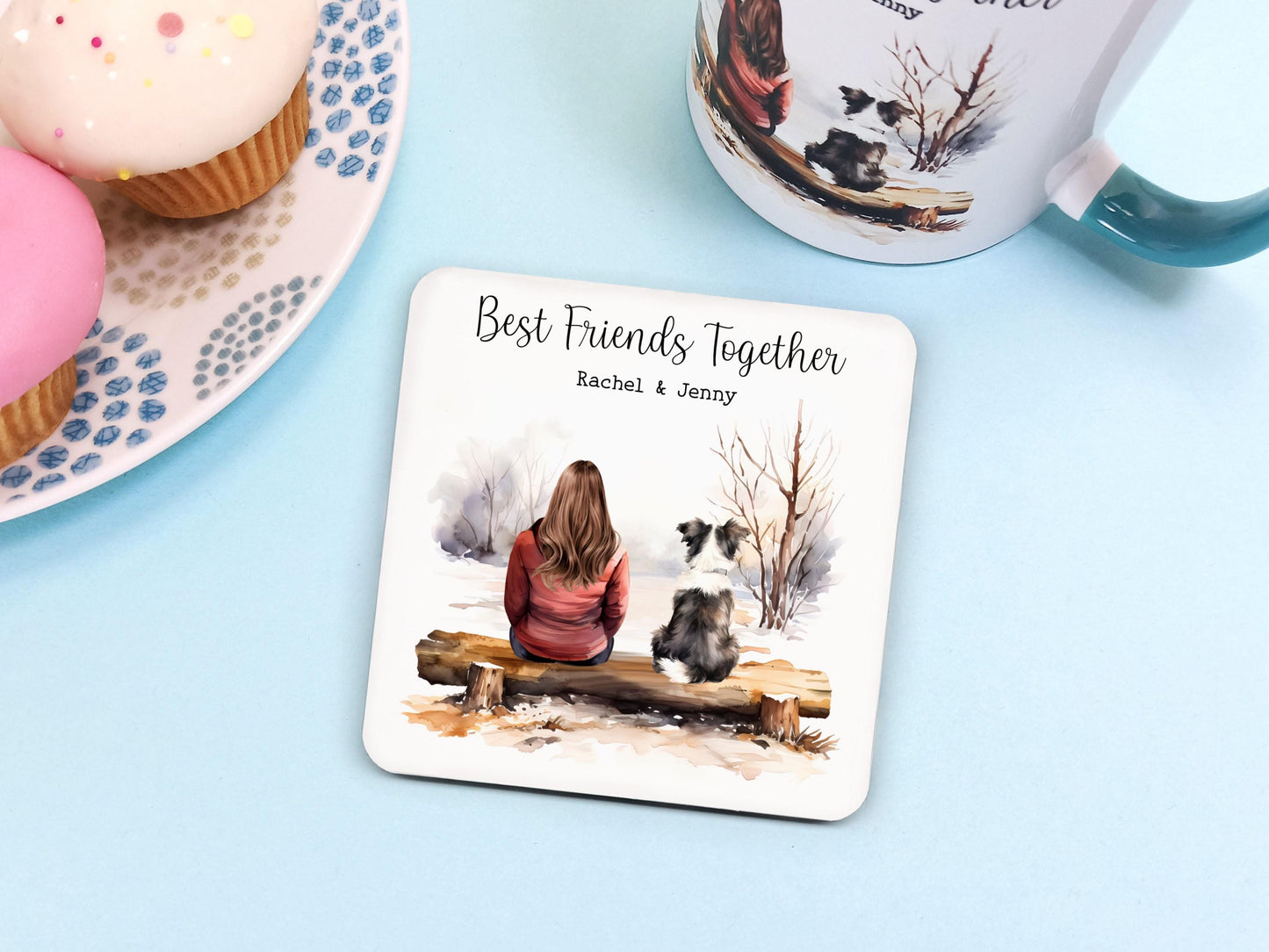 Border Collie Mug, Personalised Gift for Pet Owner, Dog Mum, Best Friends Together