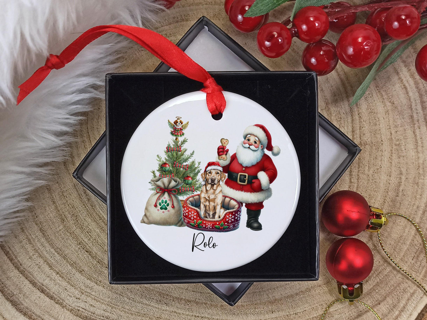 Labrador Christmas Personalised Ornament | Ceramic Dog Tree Decoration | Festive Pet Name Gift |  Keepsake