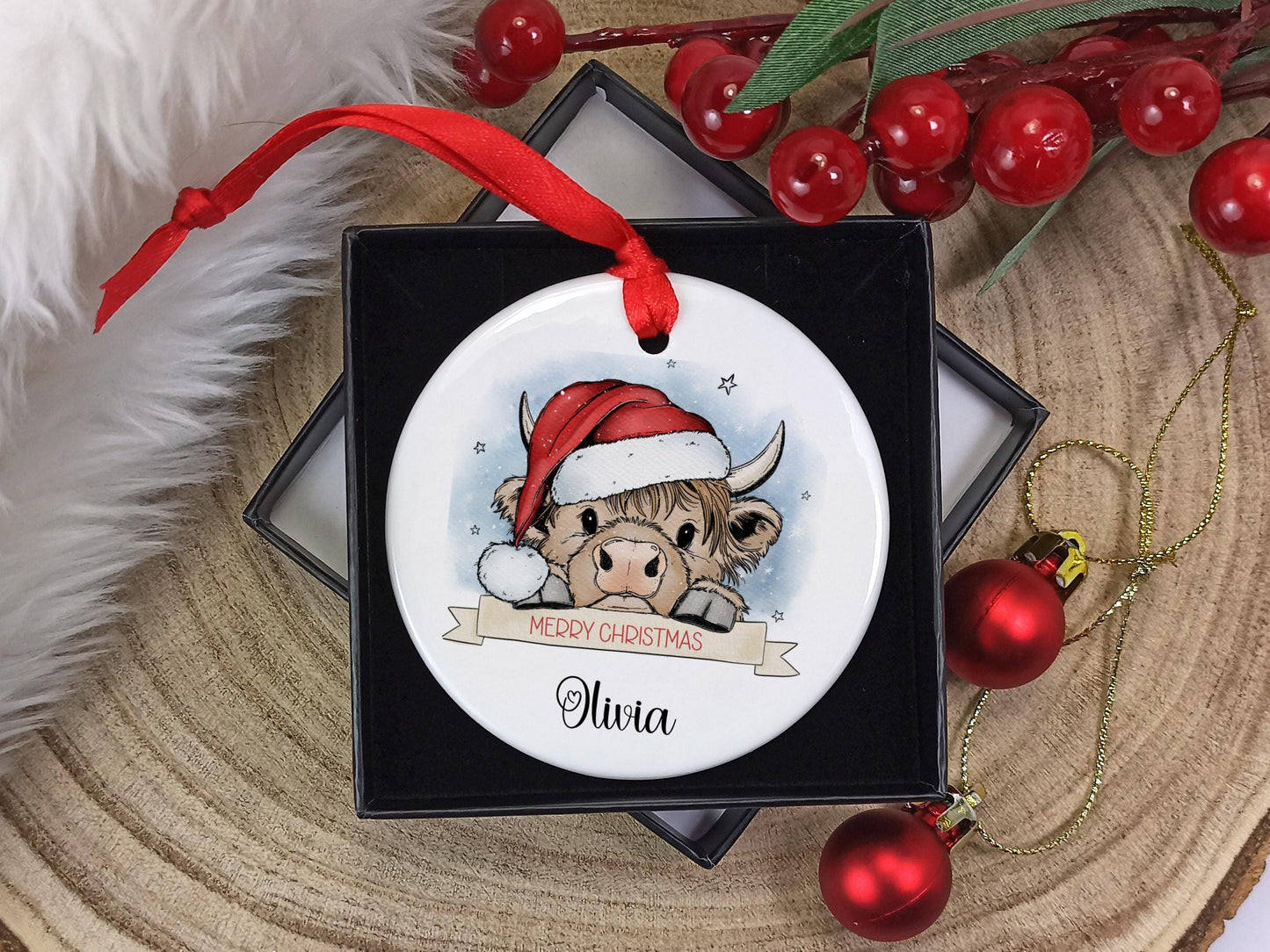 Highland Cow Christmas Tree Decoration