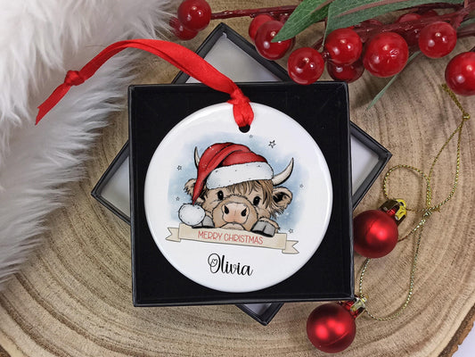 Highland Cow Christmas Tree Decoration