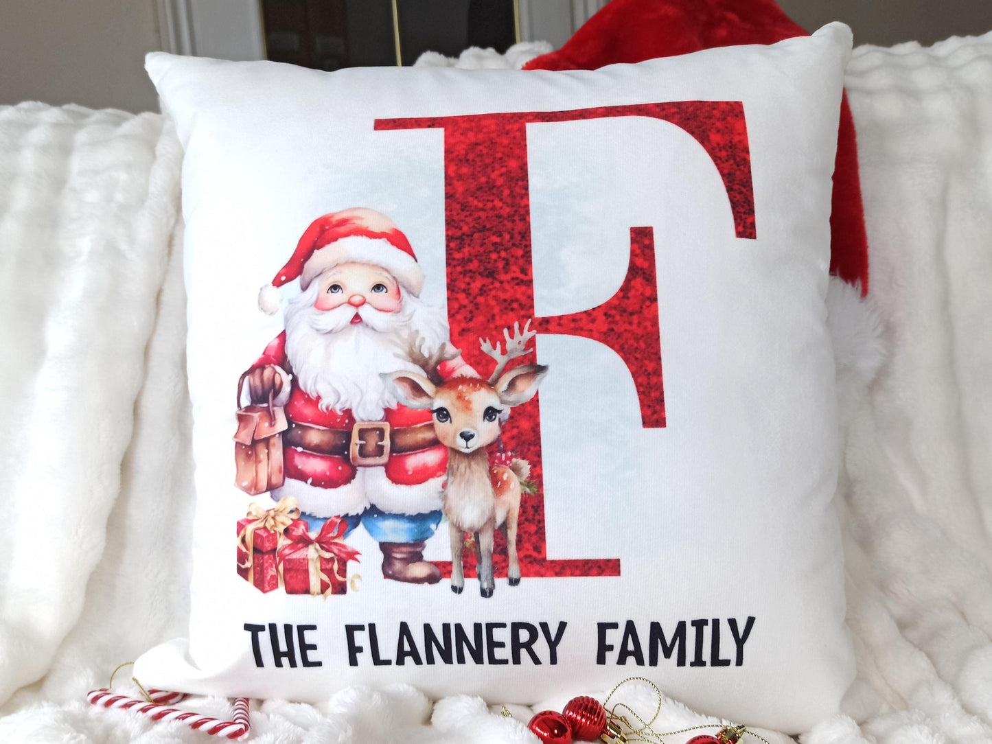 Christmas Cushion, personalised with family name