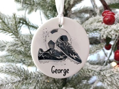 Personalized Football Christmas Tree Ornament: Ceramic Keepsake, Stocking Filler
