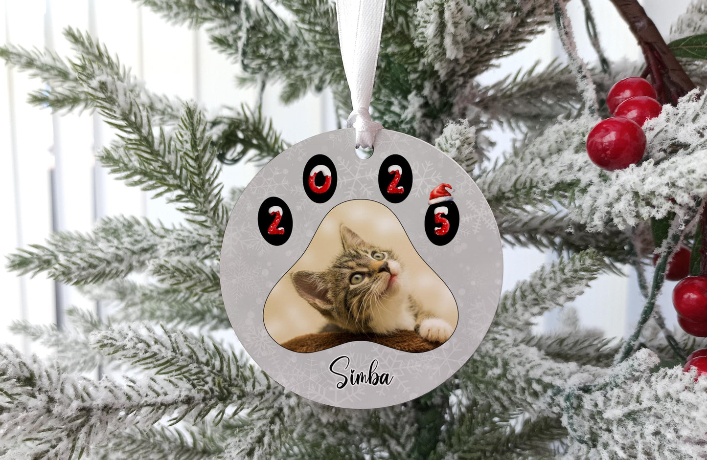 Personalized Cat Photo Christmas Ornament