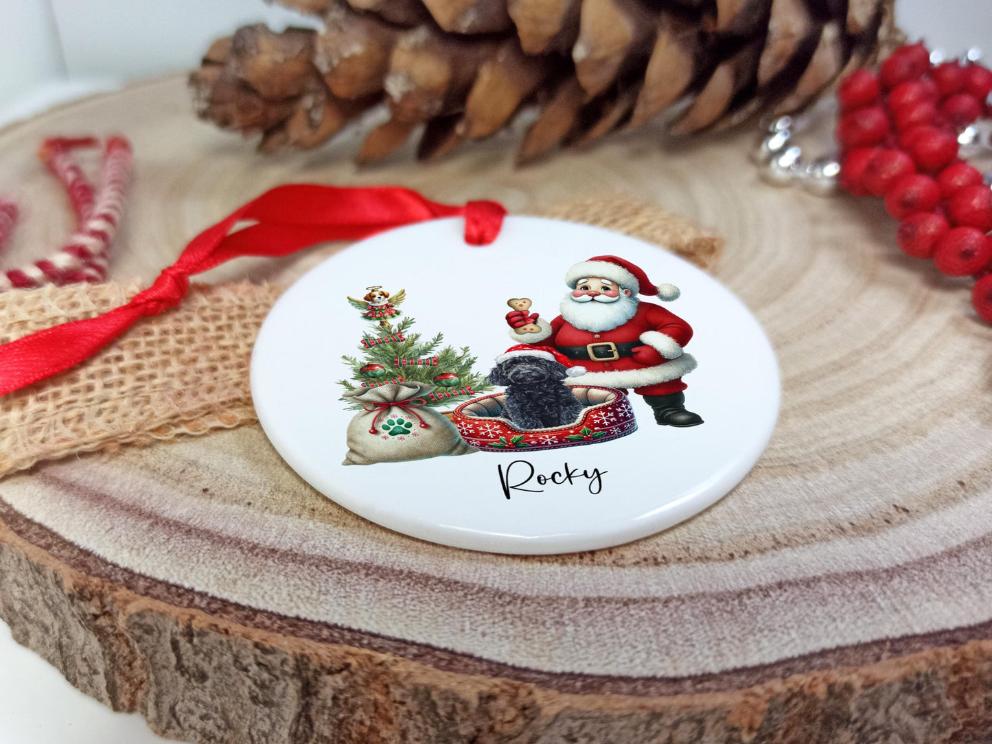 Cockapoo Christmas Personalised Ornament | Ceramic Dog Tree Decoration | Festive Pet Name Gift |  Keepsake
