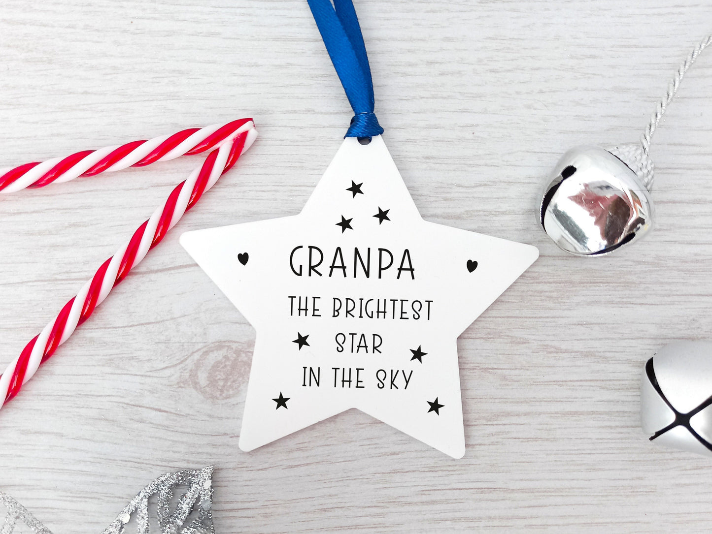 Memorial Personalised Star, Hanging Christmas Tree Decoration