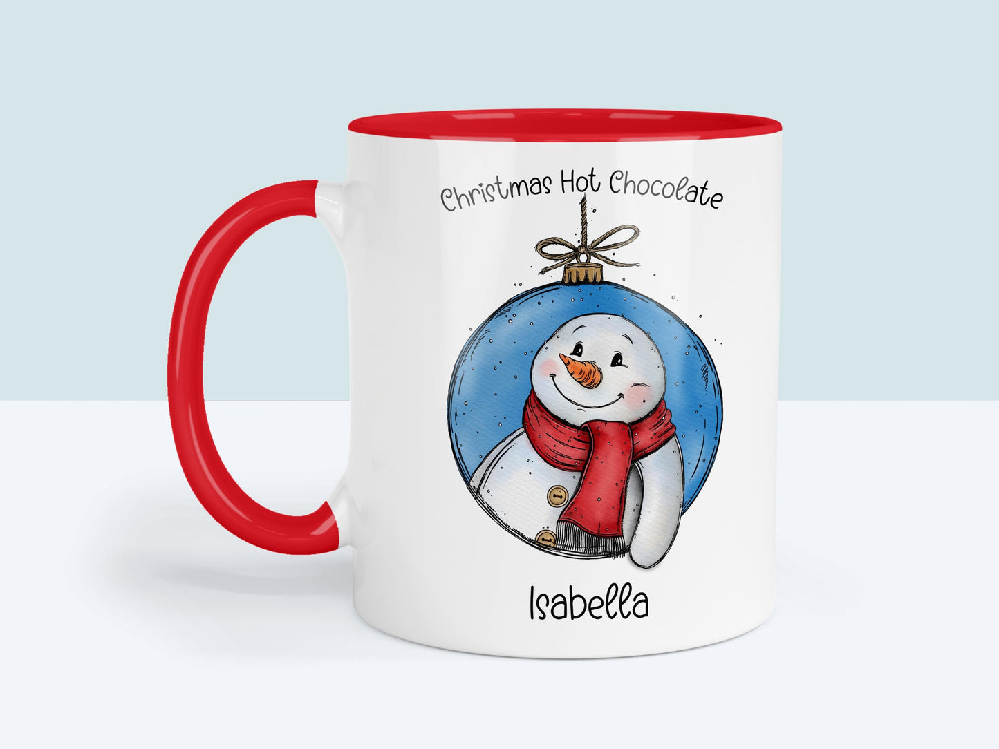 Snowman Christmas Mug with name | Custom Hot Chocolate Cup | Personalised Childs Drinkware