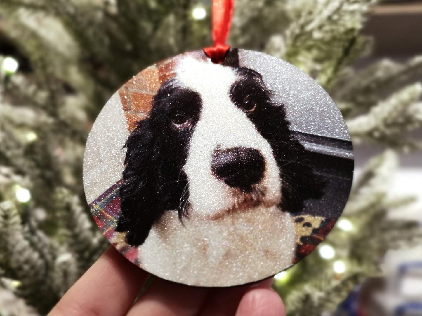 Personalized Pet Photo Christmas Tree Decoration: Glitter MDF Keepsake