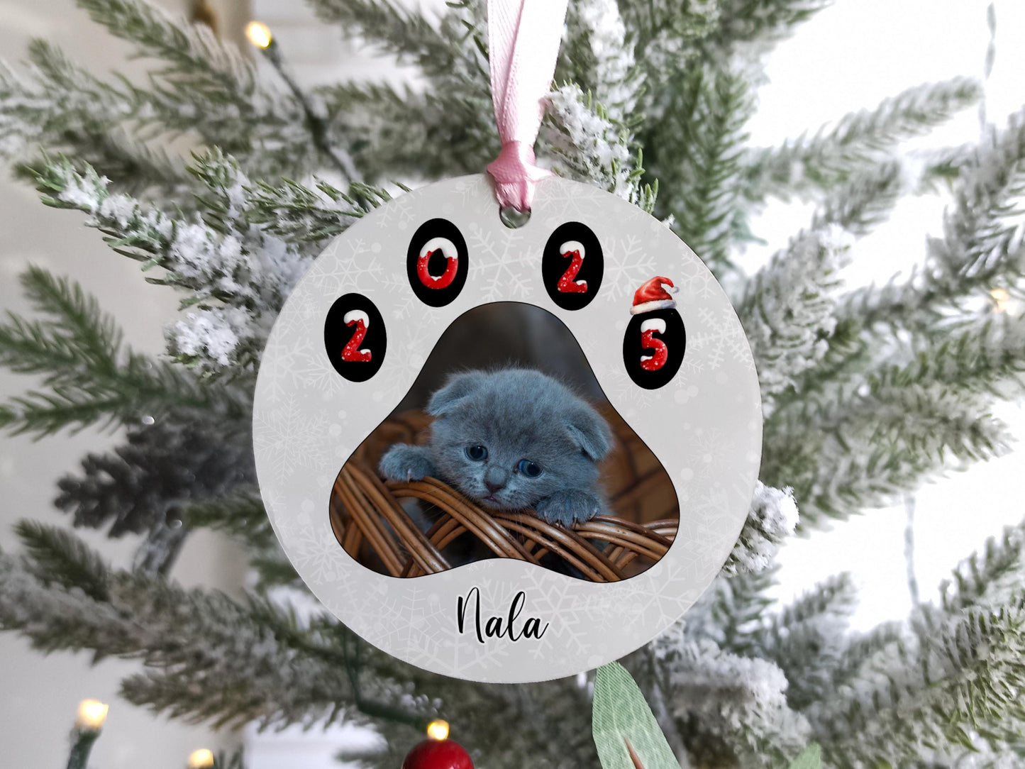 Personalized Cat Photo Christmas Ornament