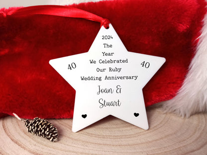 Ruby Christmas Tree Decoration | 40th Wedding Anniversary Gift