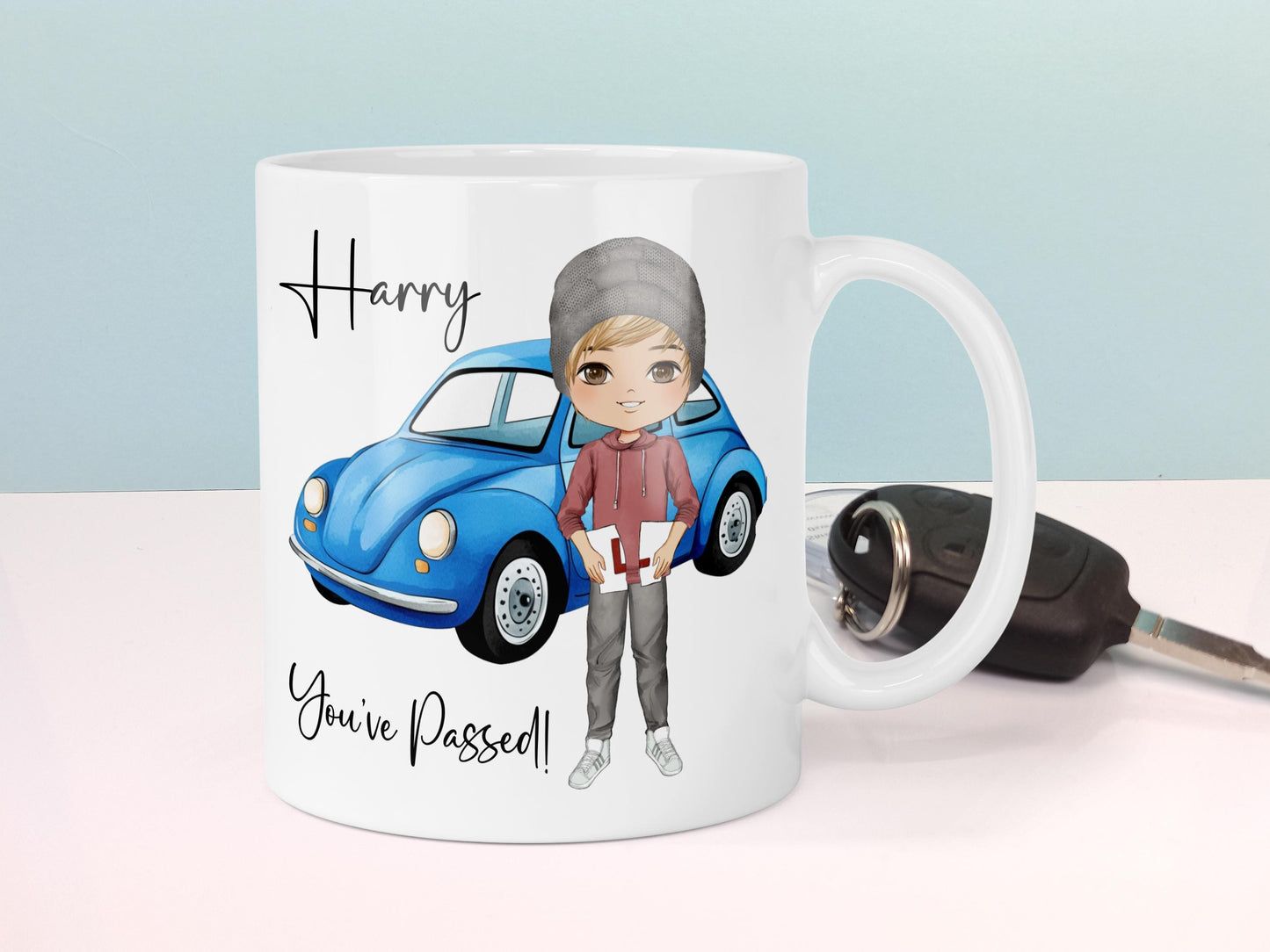 Passed your Driving Test, Congratulations Personalised Mug, Choice of Characters, Driver License Celebration Gift for Men