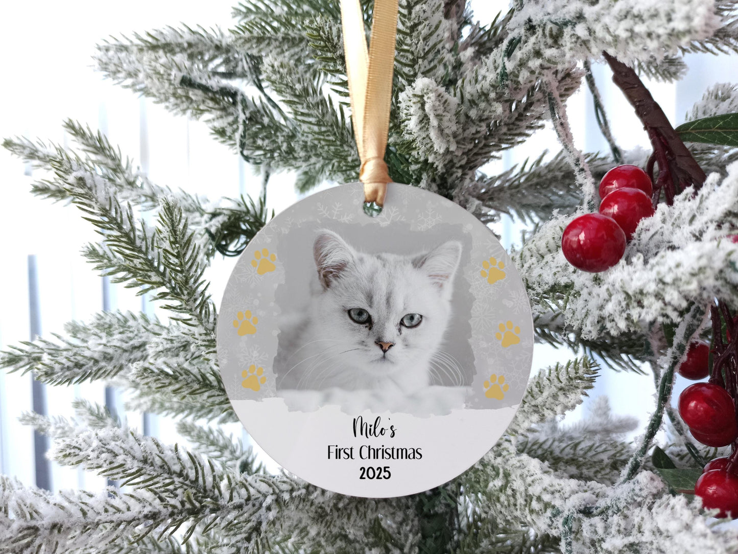 Cat's First Christmas Photo Tree Decoration