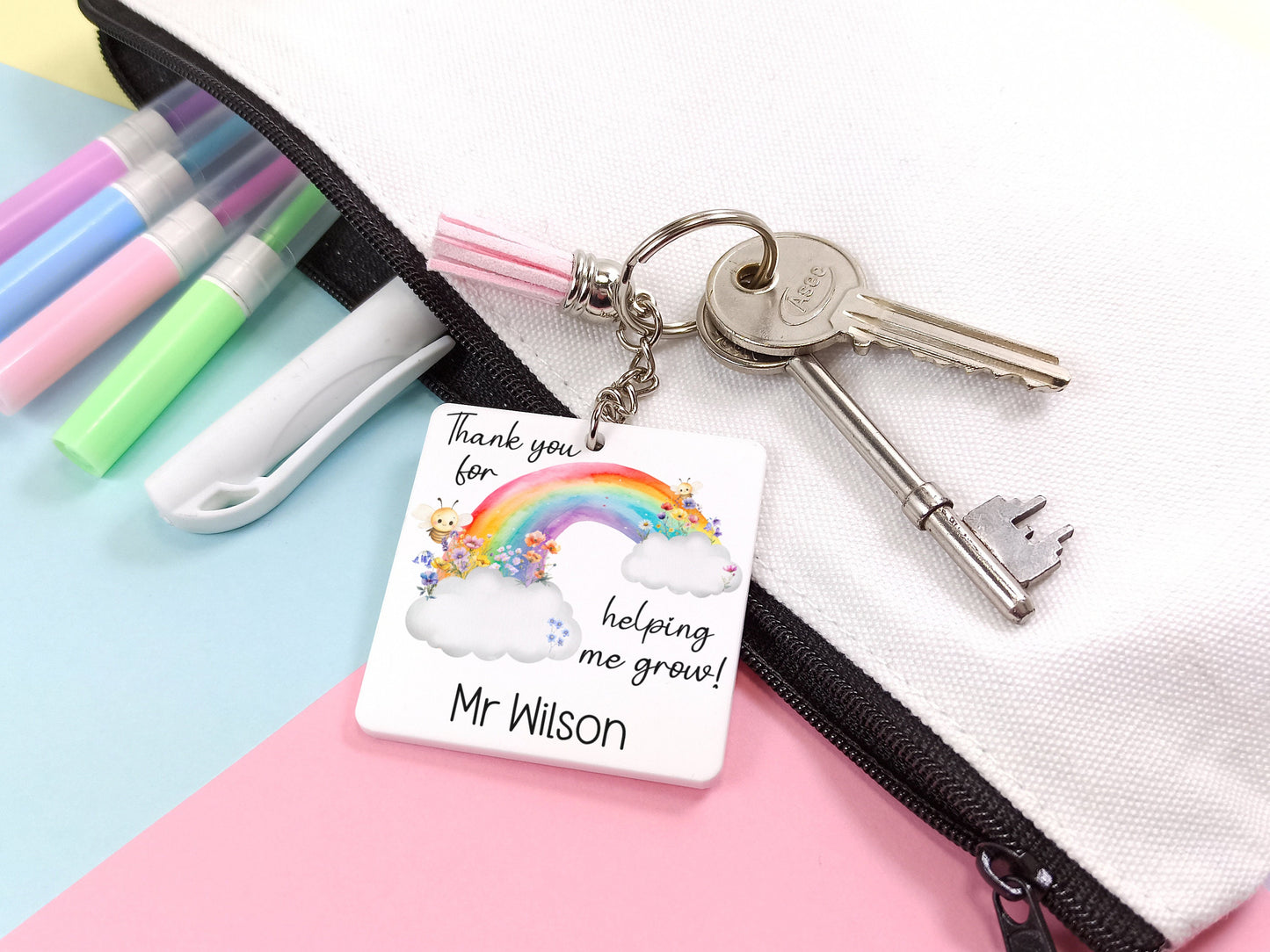 Teacher keyring,  thank you for helping me grow