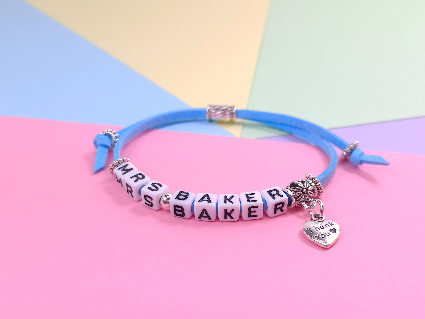 Teaching Gift, Thank You Bracelet Personalised with class teachers name