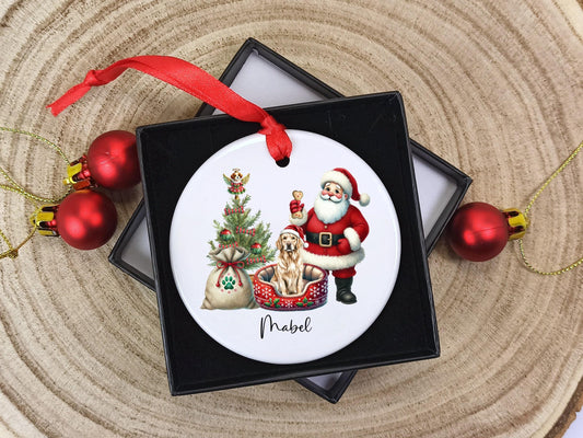 Golden Retriever Christmas Personalised Ornament | Ceramic Dog Tree Decoration | Festive Pet Name Gift |  Keepsake