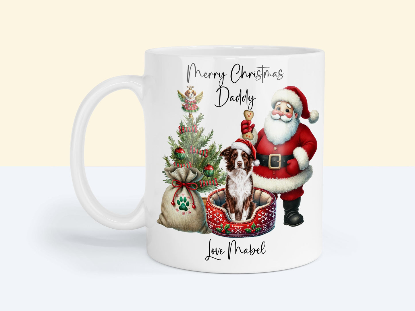 Border collie Christmas Mug Gift | Dog Mum or Dad Present | Personalised Pet Lover Gift