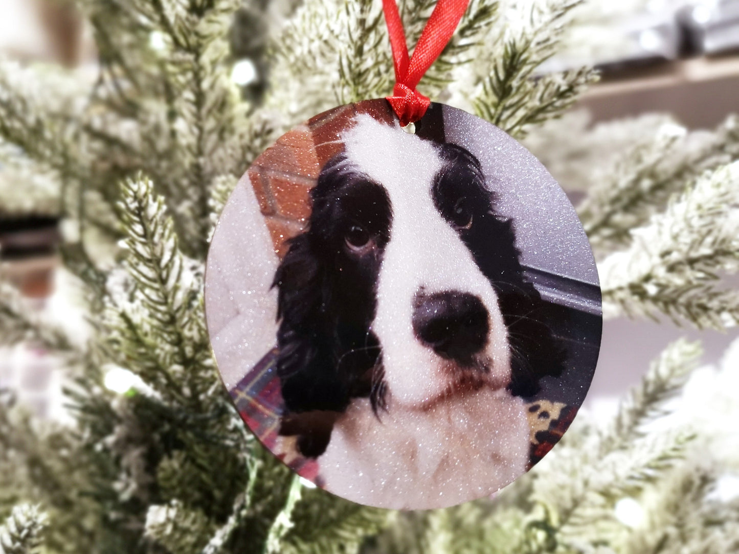 Personalized Pet Photo Christmas Tree Decoration: Glitter MDF Keepsake