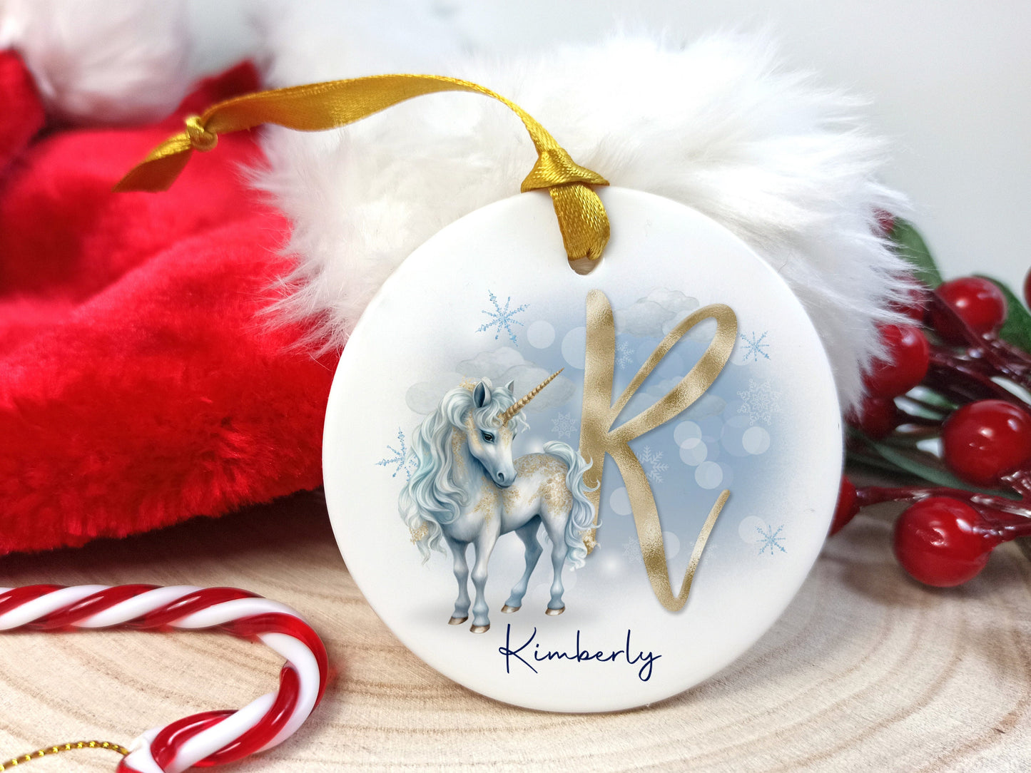 Unicorn Ceramic Christmas Decoration Personalised with name