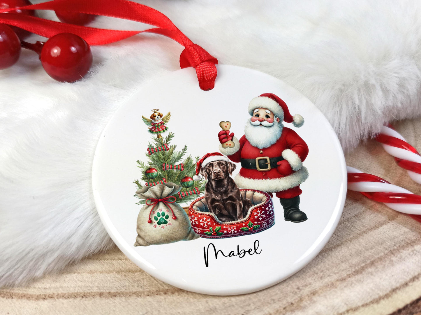 Labrador Christmas Personalised Ornament | Ceramic Dog Tree Decoration | Festive Pet Name Gift |  Keepsake