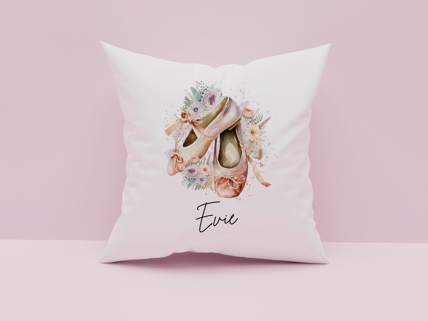 Personalized Ballet Cushion: Floral Ballerina Gift, Girls Room Decor