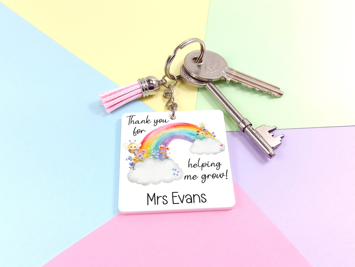 Teacher keyring,  thank you for helping me grow