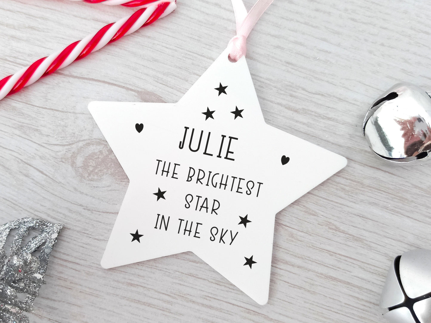 Memorial Personalised Star, Hanging Christmas Tree Decoration