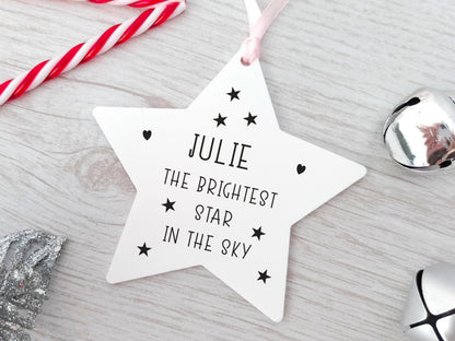 Memorial Personalised Star, Hanging Christmas Tree Decoration