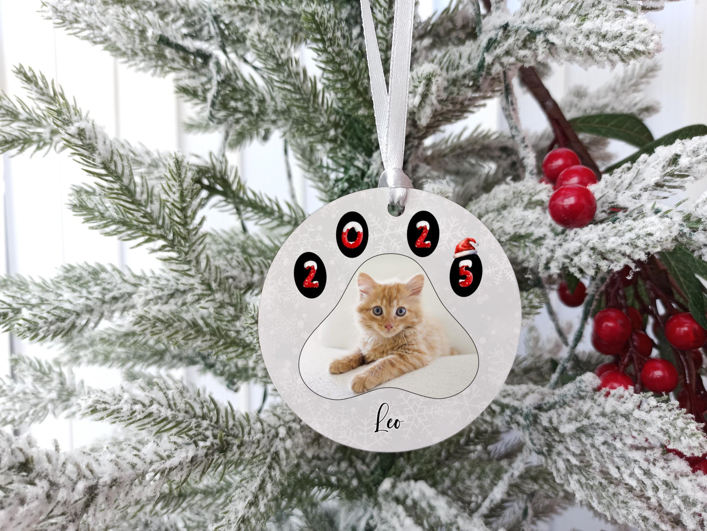 Personalized Cat Photo Christmas Ornament