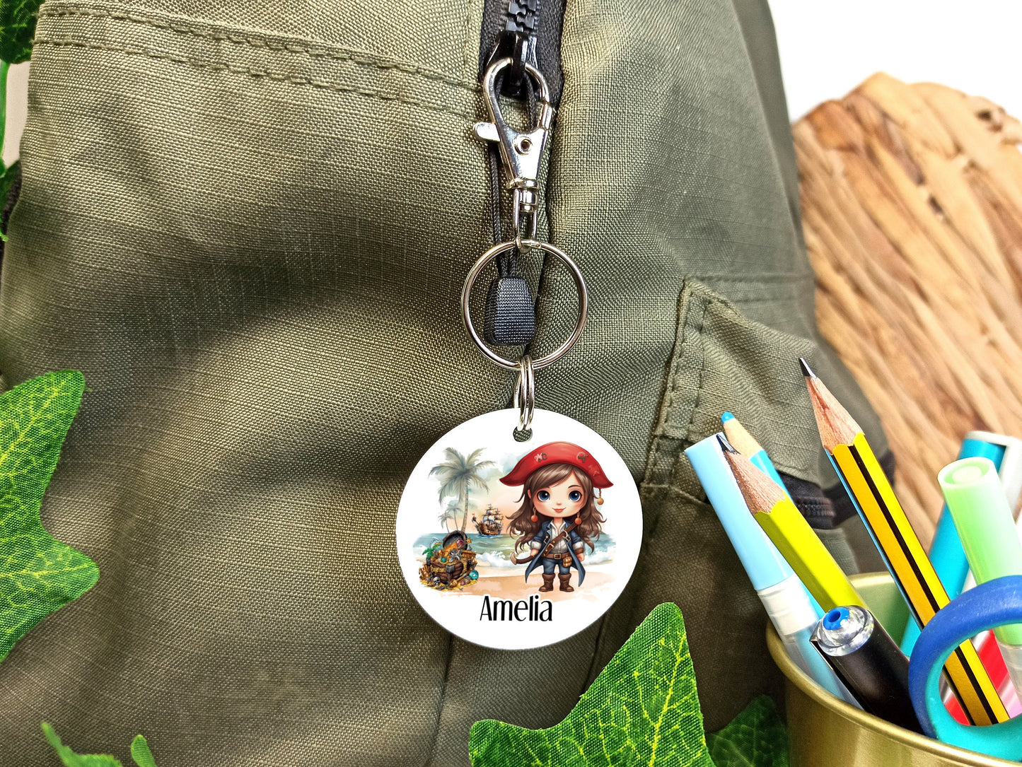 Pirate Bag Tag Personalised Keyring Great for Back to School